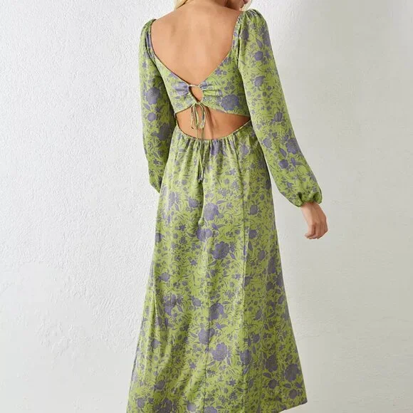 UO Floral Puff Sleeve Midi Dress - Picture 2 of 15